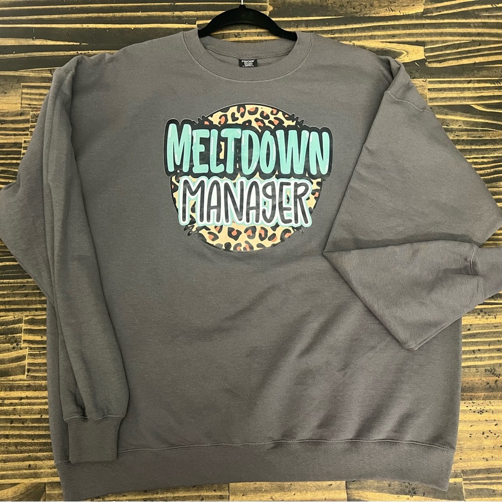 Hanes Gray Crewneck Sweater with Ribbed Cuffs